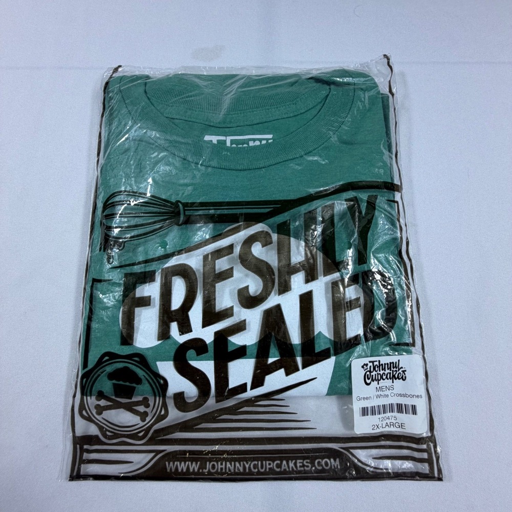 Johnny Cupcakes Mens Green White Crossbones Graphic T-Shirt 2XL  NEW
